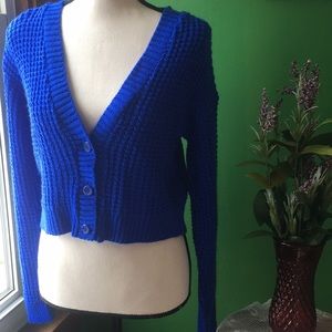 Cobalt crop cardigan